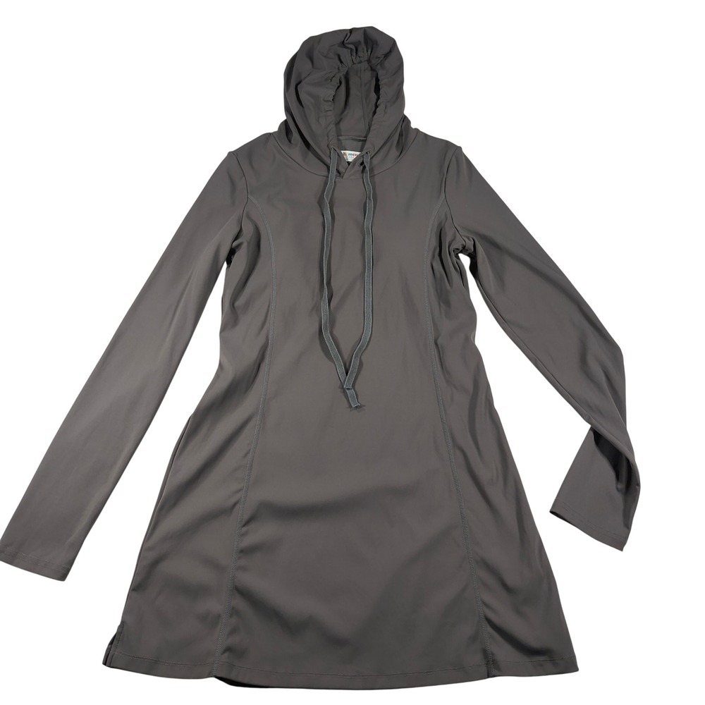 Myellement‎ Boutique Hoodie Dress Gray Long Sleeve Athleisure Activewear Casual